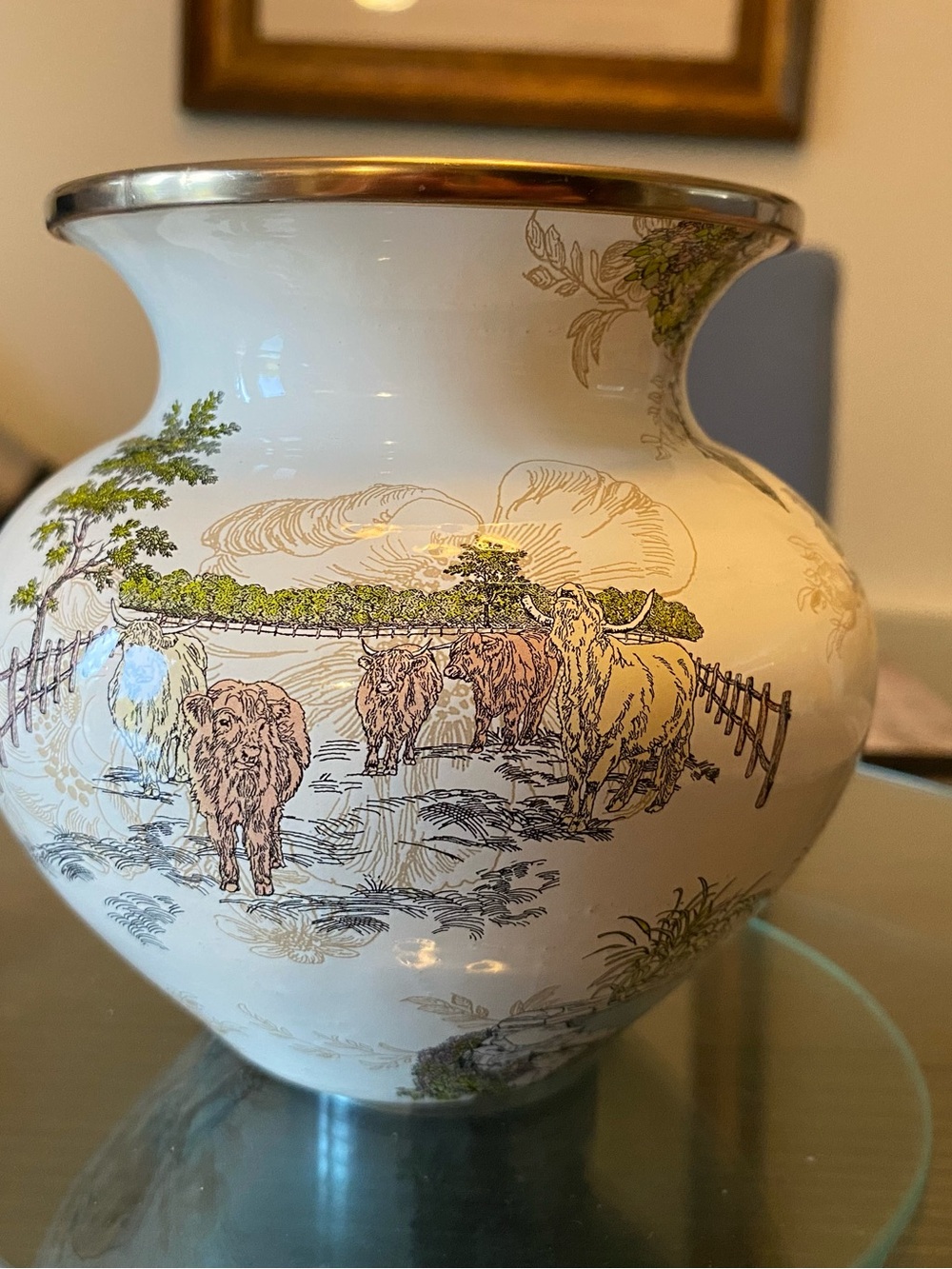 Retired MacKenzie-Childs Cream and Gold Aurora Decorative Bowl